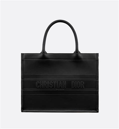 Mittelgroße Dior Book Tote Kalbsleder in Schwarz (36 x 27,5 x 